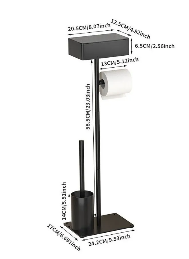 حامل ورق تواليت قائم بذاته، حامل فرشاة، حامل فرشاة، حامل حامل حامل ورق تواليت مع رف تخزين، حامل لفافة ورق تواليت الحمام، حامل لفافة ورق تواليت قائم على الأرض-2