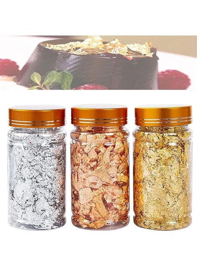 Gold Leaf Flakes, 3g Genuine Flakes Decorative Dishes, Pure for Cooking, Cakes Chocolates, Decoration, Health Spa, Not Edible-1