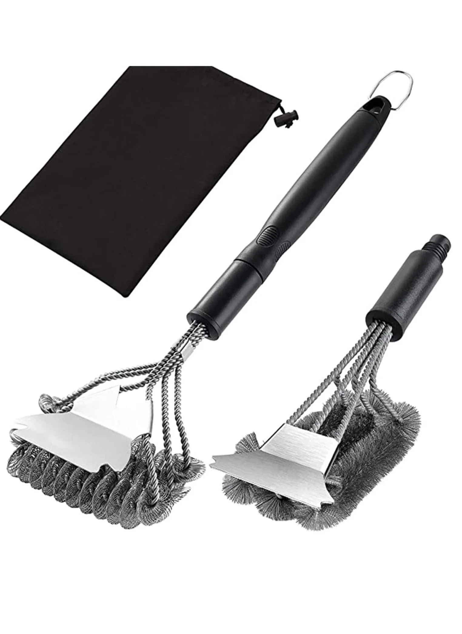 Grill Brush with Scraper 18 Inch Two Kinds of Exchangeable Brush Head at Carrying Bag Safe Wire Stainless Steel BBQ Brush Barbecue Cleaning Grill Brush for Gas/Charcoal Grilling Grates-1