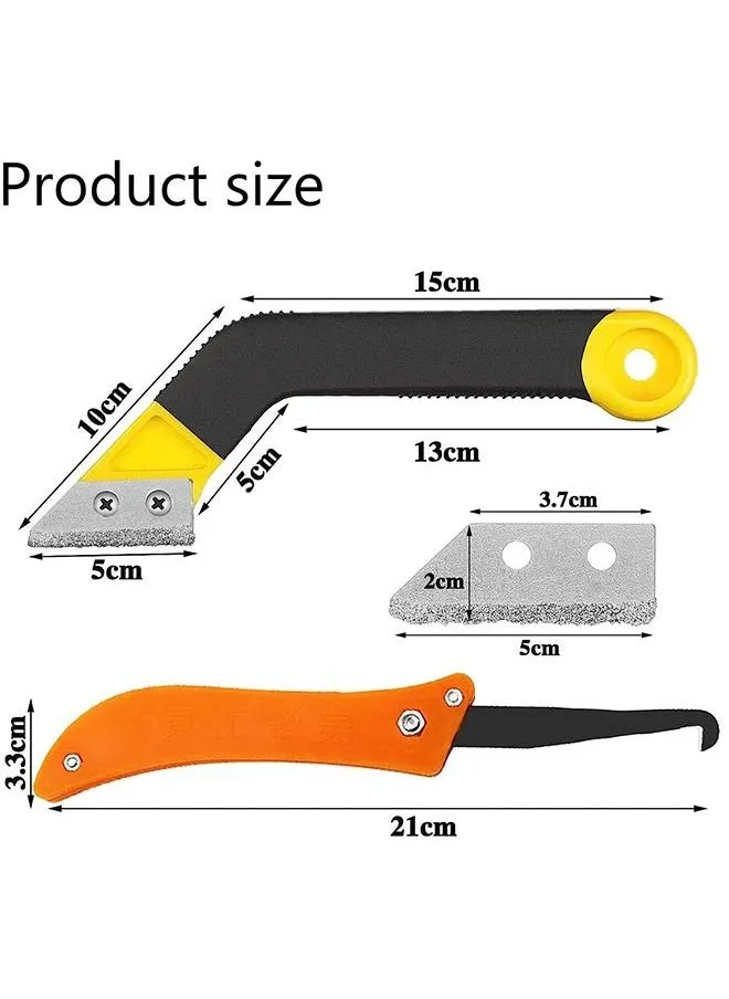اداة كشط الجص، اداة ازالة الجص من اجريون، منشار يدوي للبلاط مع 6 شفرات بديلة لتنظيف البلاط وازالة الطلاء والمزيد-2