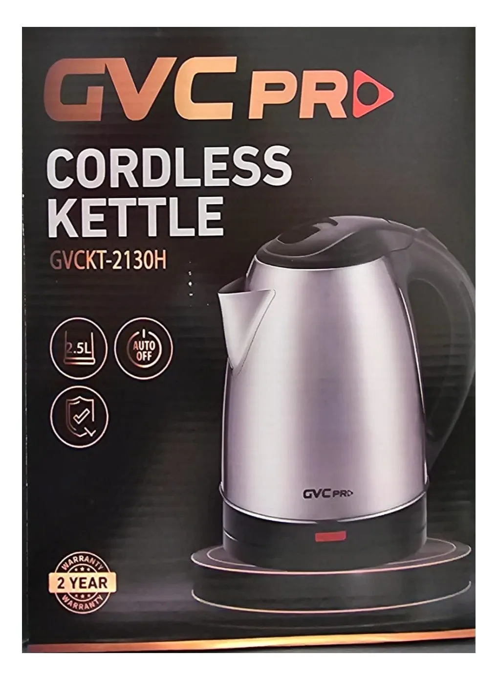 GVC Pro stainless steel water kettle - 2.5 liters - 1800 watts - GVCKT-2130H 2.5 L 1800 W GVCKT-2130H STEEL-2