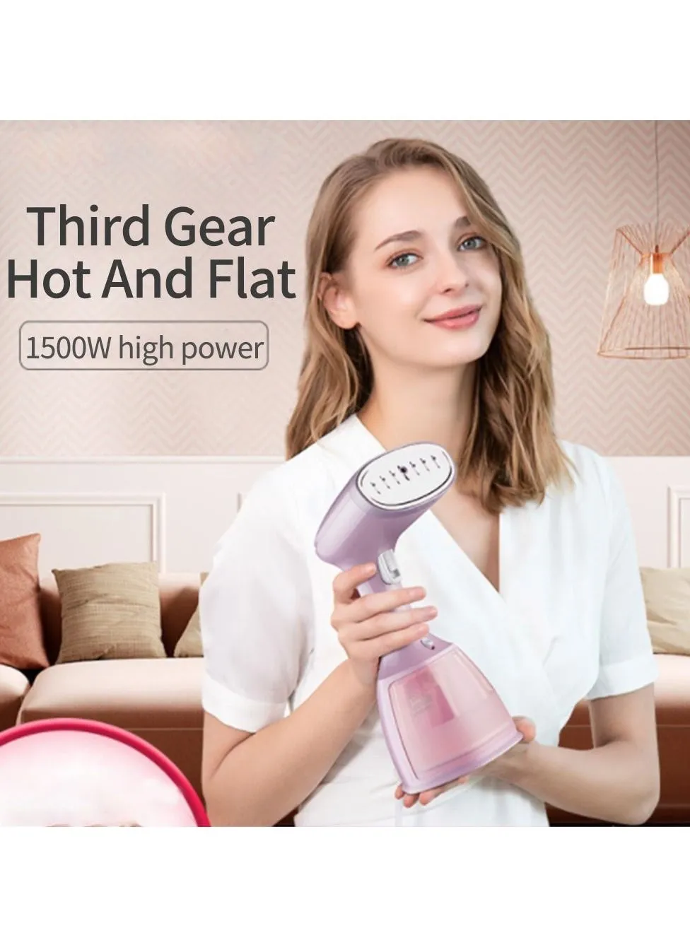 Handheld Electric Garment Steamer 350ml 1500W Pink-2