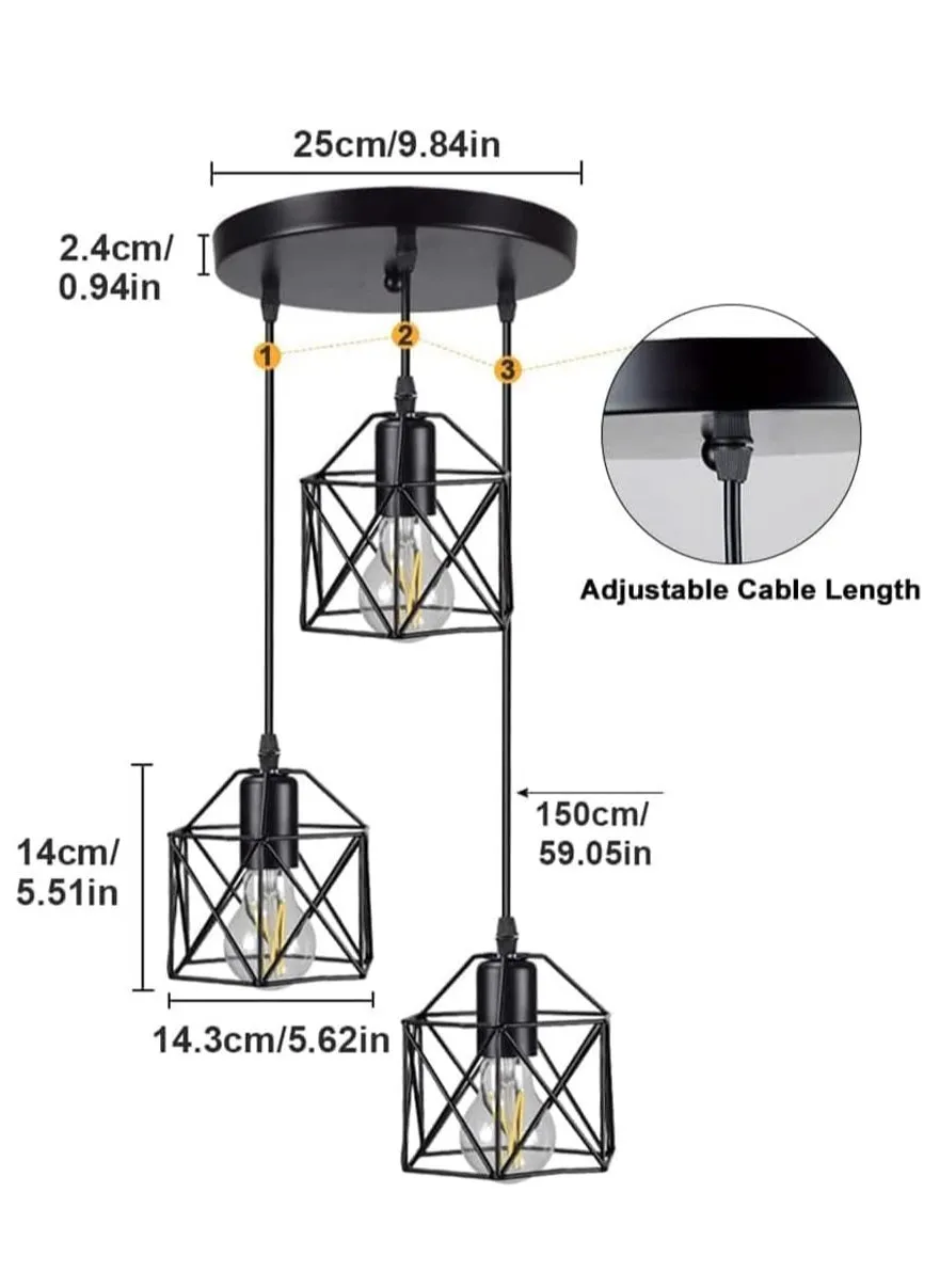 ثريا معلقة أضواء قديمة 3 أضواء لمصباح السقف في المطبخ وغرفة الطعام مصابيح مدمجة-2