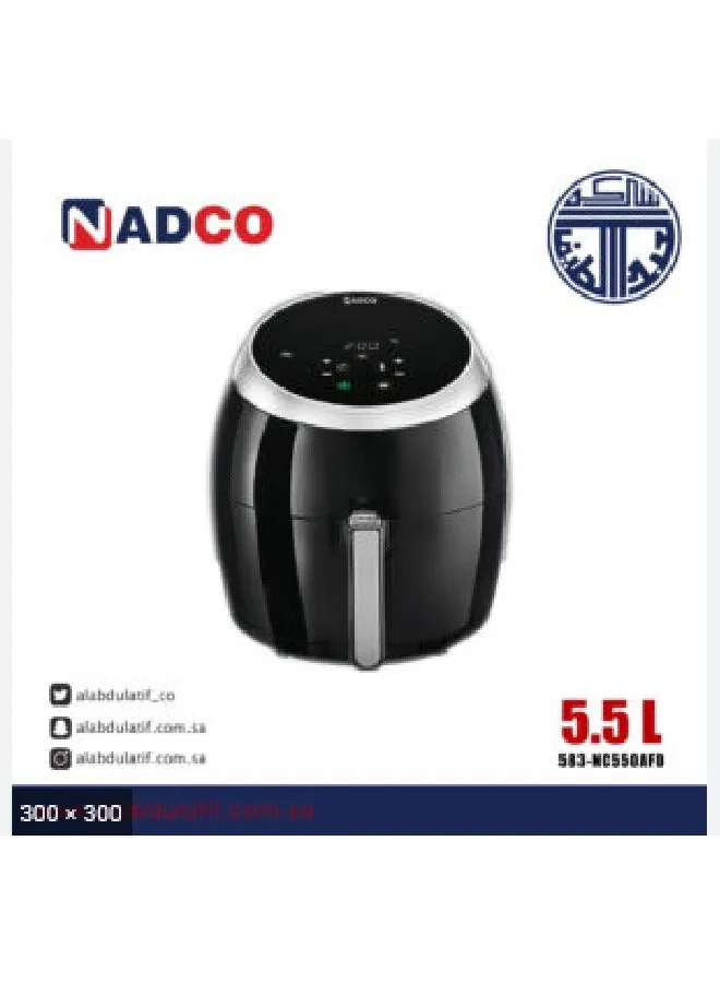 مقلاة رقمية صحية سعة 5.5 لتر وقوة 1500 وات NC-550AFD لون أسود-2