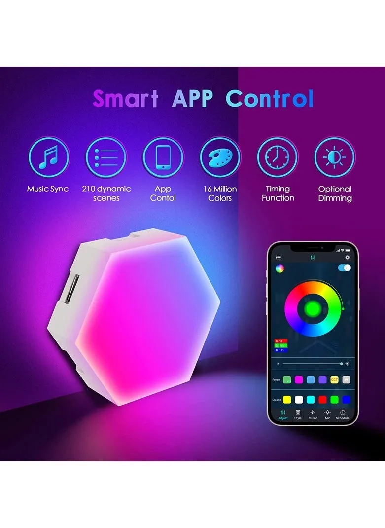 أضواء الألعاب السداسية مصابيح الحائط الداخلية RGB Bluetooth LED APP التحكم عن بعد ضوء الليل ألعاب الكمبيوتر غرفة نوم السرير ديكور -6 وحدات-2