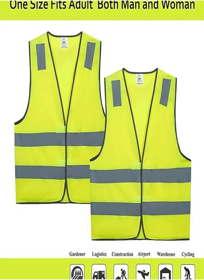 سترات الرؤية العالية Hi Vis وسترات السلامة العالية الرؤية وجاكيتات الرؤية العالية High Vis بعبوة من 3 قطع، سترات السلامة ذات الرؤية العالية بحجم قياسي.-2