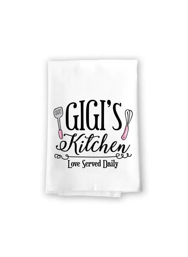 Home Decor Gigi Kitchen Love Served Daily Flour Sack Towel 27 Inch By 27 Inch 100% Cotton Highly Absorbent Multipurpose Kitchen Dish Towel-1