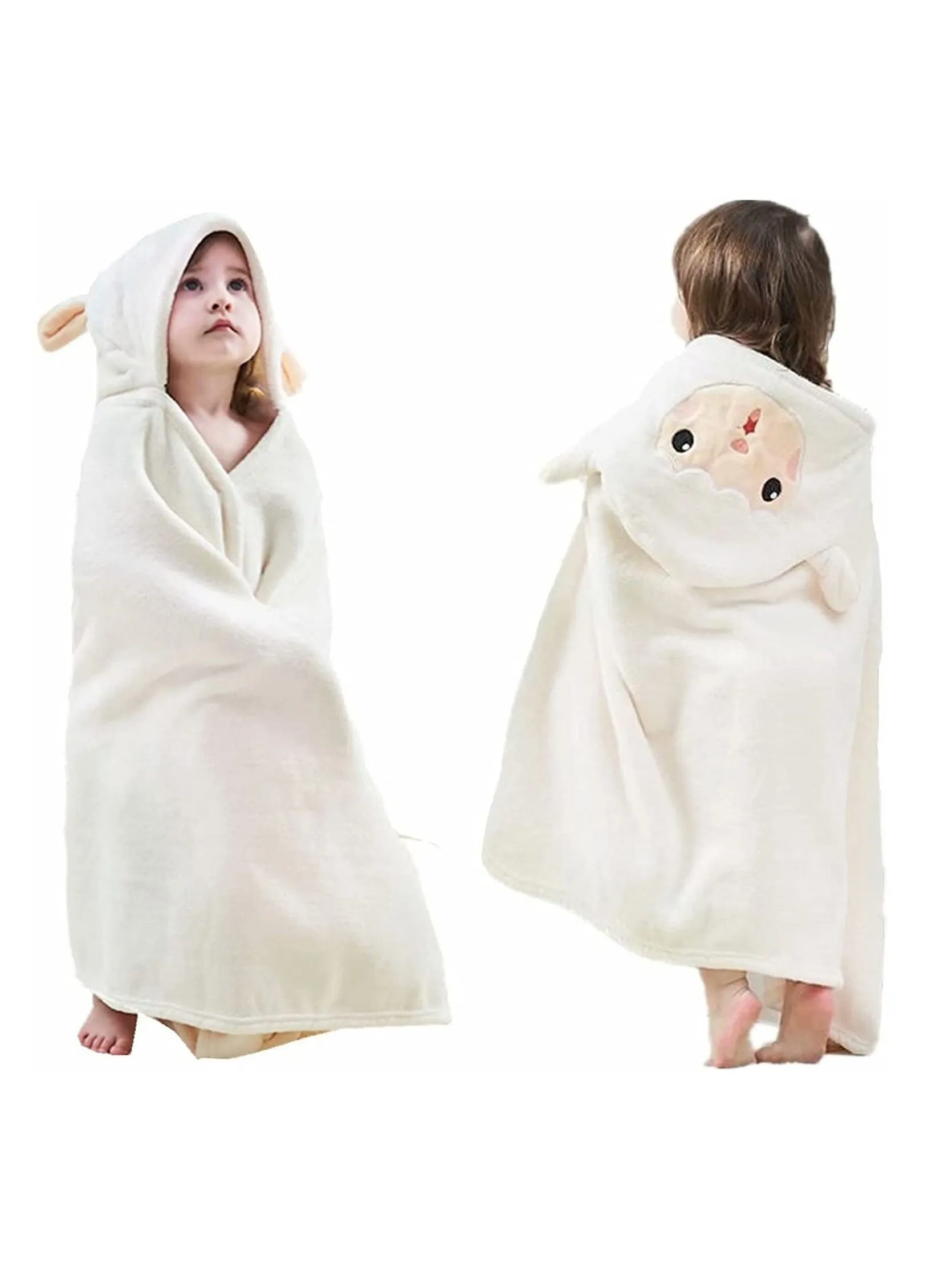 Hooded Towels For Kids 3-13 years, Premium Beach Or Bath Towel, Rabbit design, Ultra Soft, and Extra Large, 100% Cotton Children's Swimming/Bath Towel with Hood (88x150 cm, White)-1