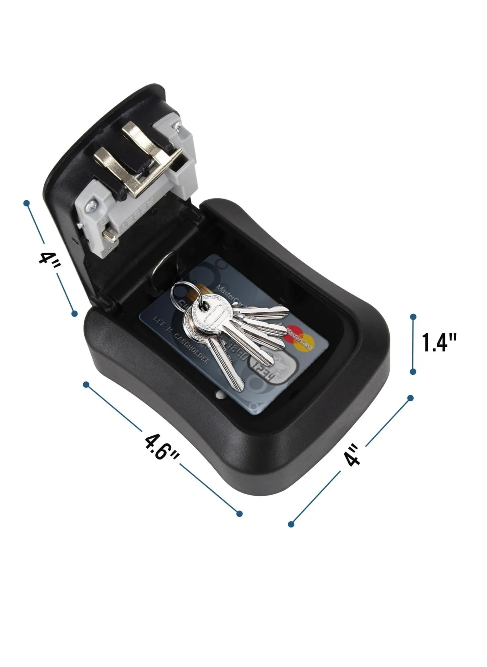 Key Lock Box, Waterproof Lock Box For House Keys, Portable Combination Lockbox, Wall Mounted Hanging Key Storage Box Black (4.6*4*1.4in)-2