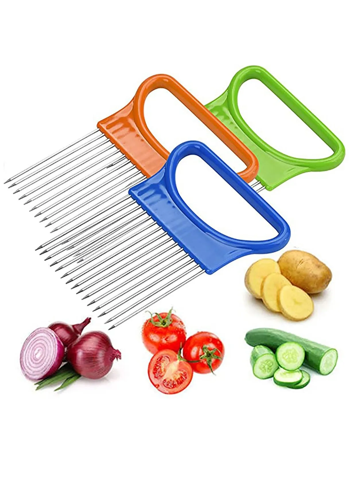 Kitchen Cutting Tools Slicer Tomato Onion Vegetables Slicer Cutting Aid Holder Guide Slicing Cutter Safe Fork Kitchen Gadget Accessories-1