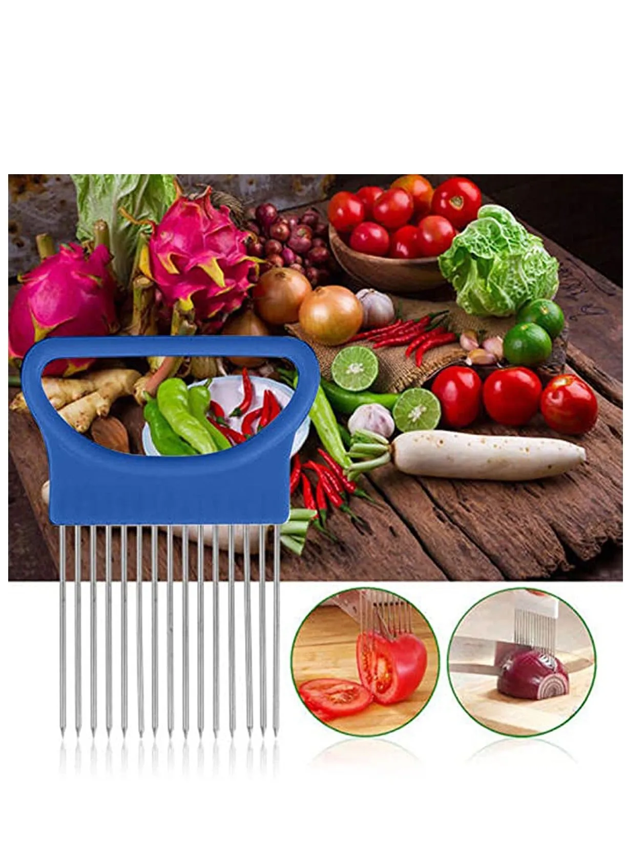 Kitchen Cutting Tools Slicer Tomato Onion Vegetables Slicer Cutting Aid Holder Guide Slicing Cutter Safe Fork Kitchen Gadget Accessories-2