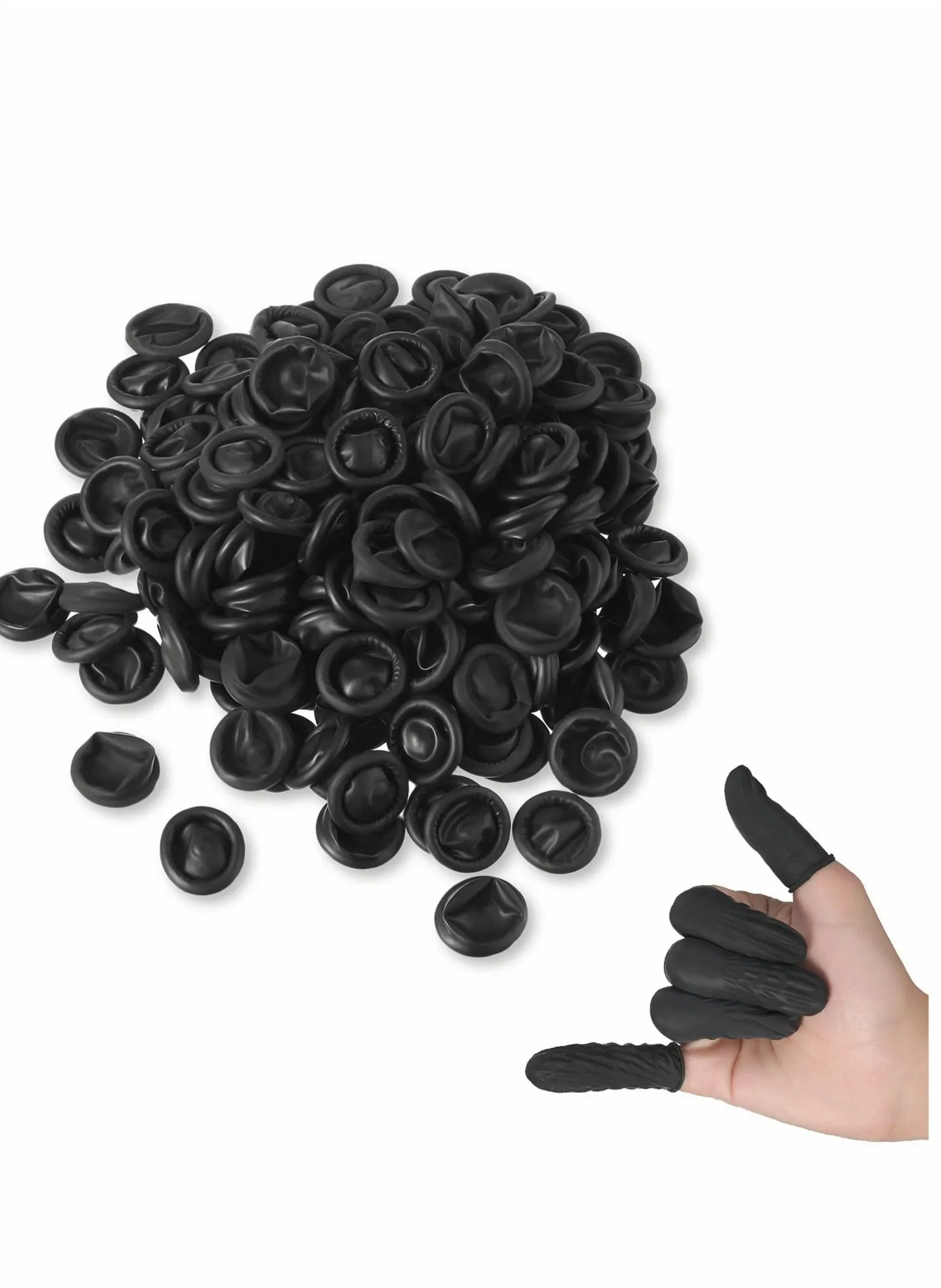 Latex Finger Cots 200 Pcs Disposable Latex Finger Cots Protective Fingertips Gloves Black Finger Sleeves Finger Protectors Fingertip Bandages for Industrial Beauty and More-1