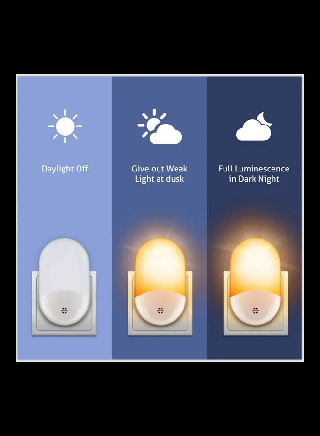 مصباح ليلي بإضاءة LED وخاصية التوصيل مع جهاز استشعار من الشروق إالى الغروب أبيض دافئ-2