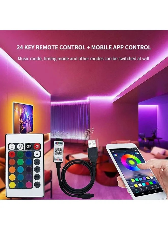 أضواء شريطية LED ذكية مع جهاز تحكم عن بعد للتطبيق، RGB لغرفة النوم، غرفة المعيشة، ديكور المنزل، تغيير لون مزامنة الموسيقى لحفلة الغرفة 5 متر.-2