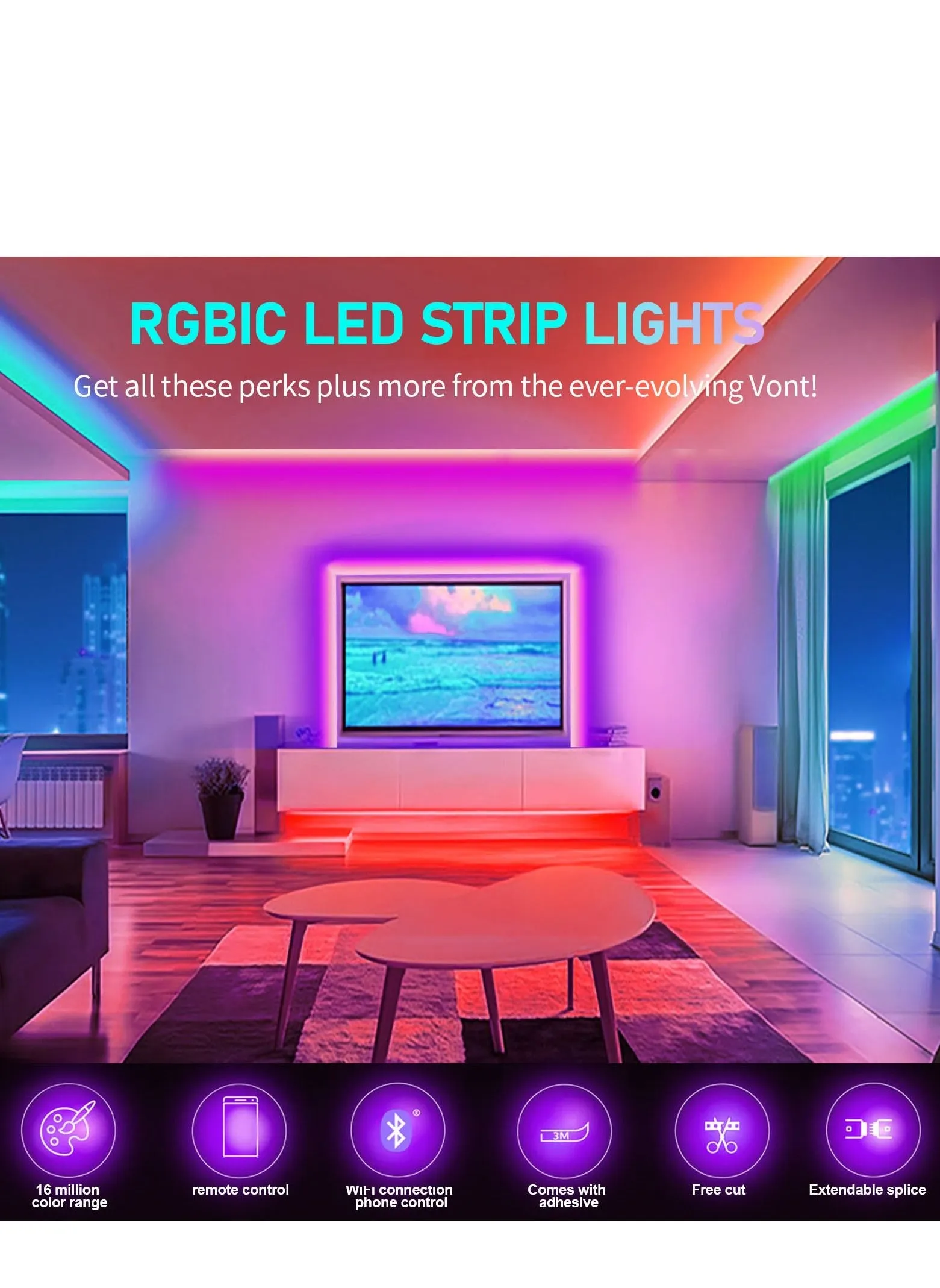 شرائط ليد أضواء مقاوم للماء 5 متر مع جهاز تحكم عن بعد RGB اللون لتقوم بها بنفسك خيارات الألوان شريط LED للديكور المنزلي بار المطبخ الطرف-2