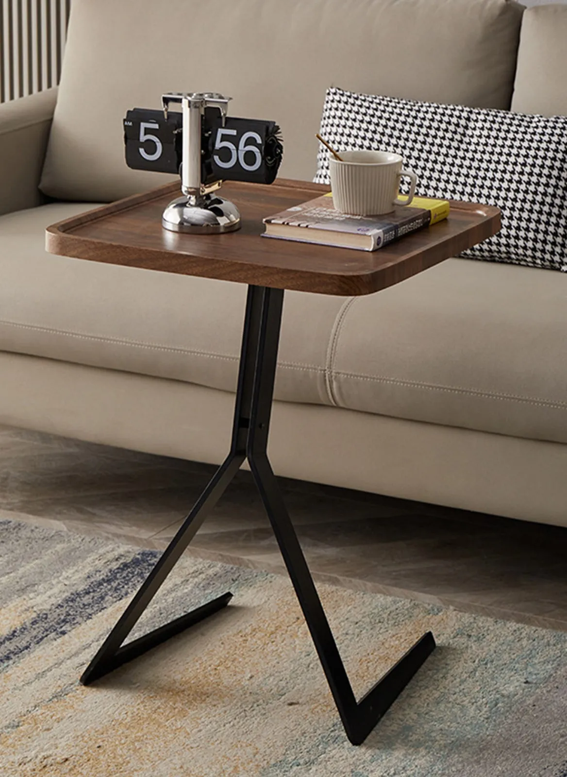 Living Room Sofa Side Table, Bedroom Bedside Table, Balcony Coffee Table, Metal Frame 44*44*60CM-2