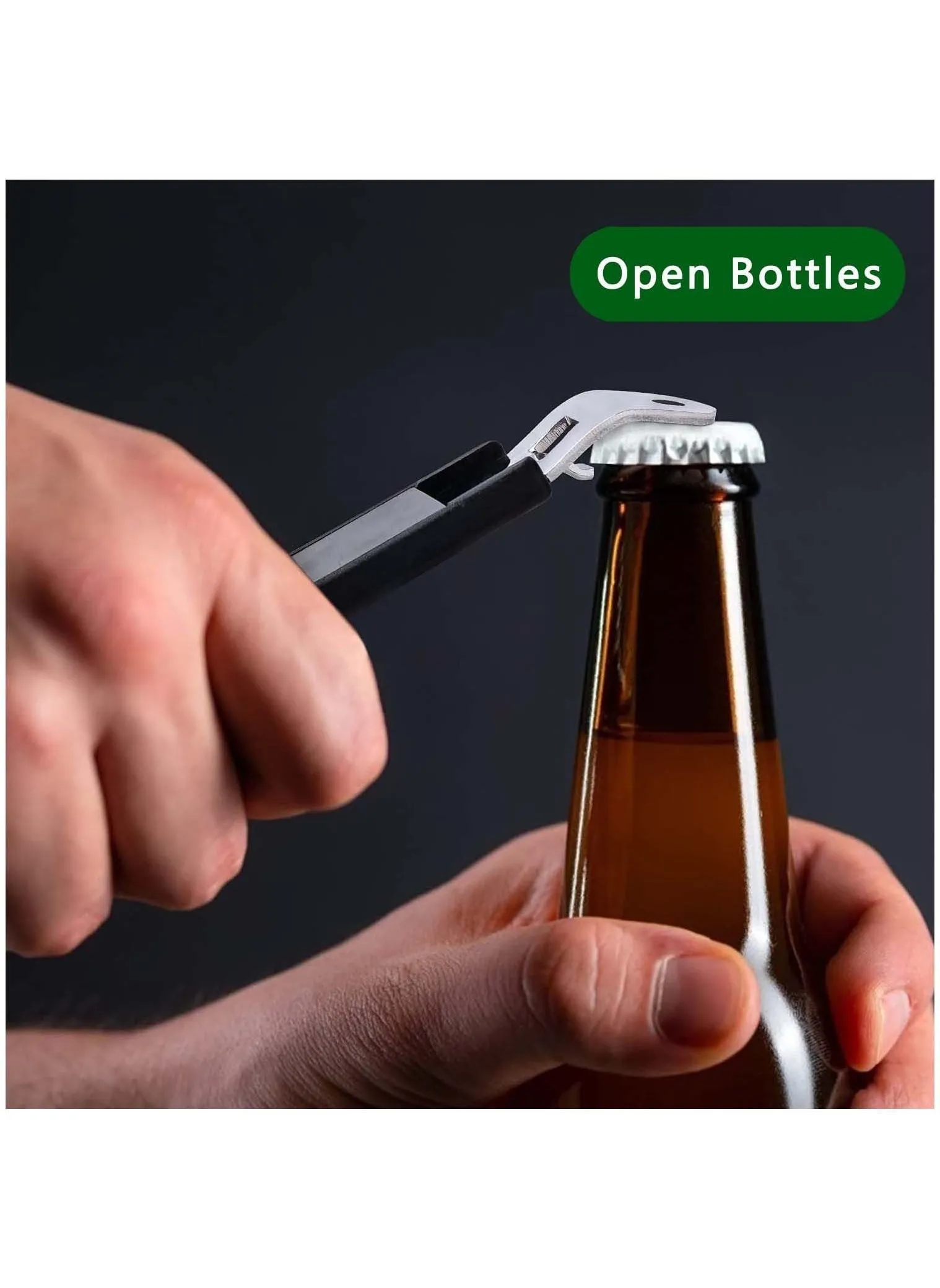 Magnetic Bottle Openers Can Opener Classic Stainless Steel Small Hand Held Tapper with Magnet for Cans Beverages, Refrigerator, Camping and Traveling (Black,4 Pieces)-2