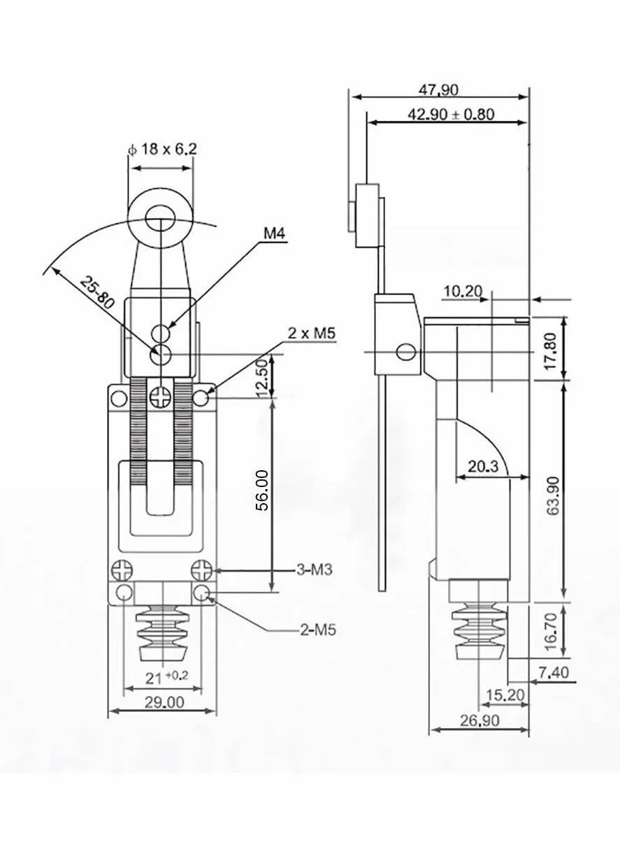 ME-8108 مفتاح سفر مؤقت الحد، ذراع رافعة دوارة قابلة للتعديل Arduino NC-NO CNC Mill Laser Plasma Router (3 قطع، ذراع طويل)-2