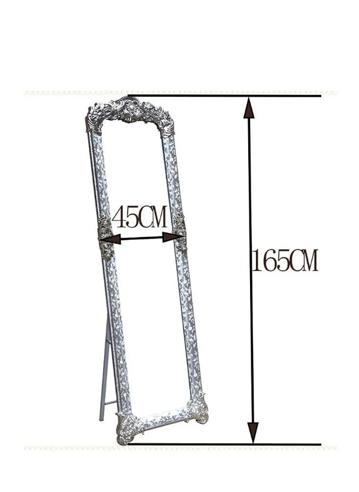45x165سم مرايا واقفة لأرضية الزينة بإطار معدني، مرايا طويلة فضي-2