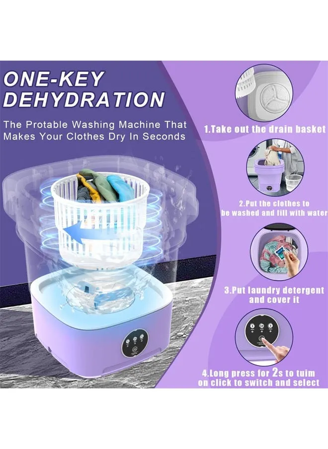غسالة صغيرة، غسالة محمولة قابلة للطي، سعة كبيرة 11 لتر، غسالة غسيل صغيرة قابلة للطي للشقة، السفر، السيارة الترفيهية، الملابس الداخلية، الجوارب، ملابس الأطفال، أرجواني-2