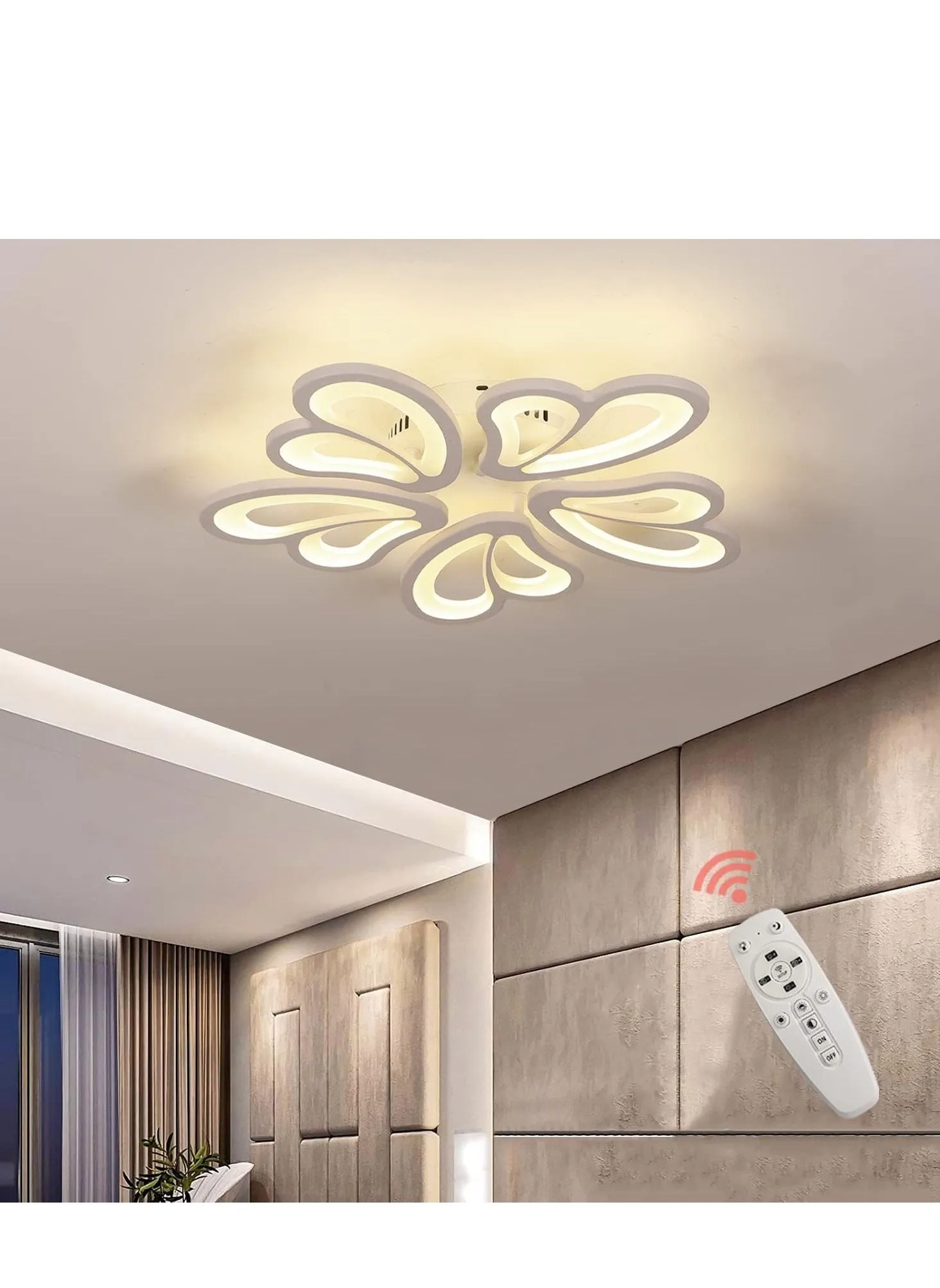 Modern Ceiling Light Dimmable LED Chandelier Flush Mount Ceiling Lights Remote Control Acrylic Leaf Ceiling Lamp Fixture for Living Room Dining Room Bedroom 60W-1