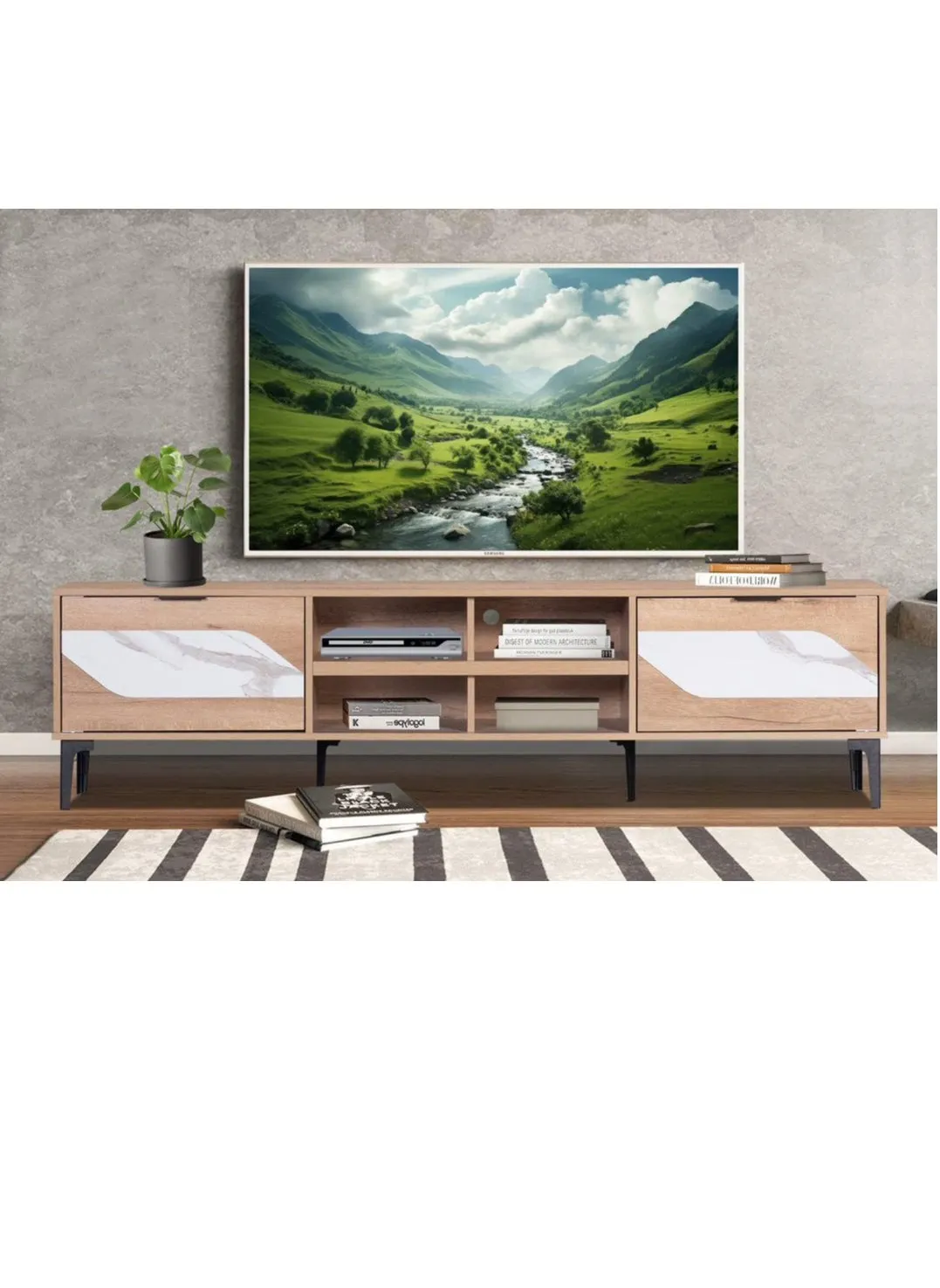 Modern Tv Cabinet Custom Tv Stand Cabinet For Living Room 180*40*45.5 CM-1