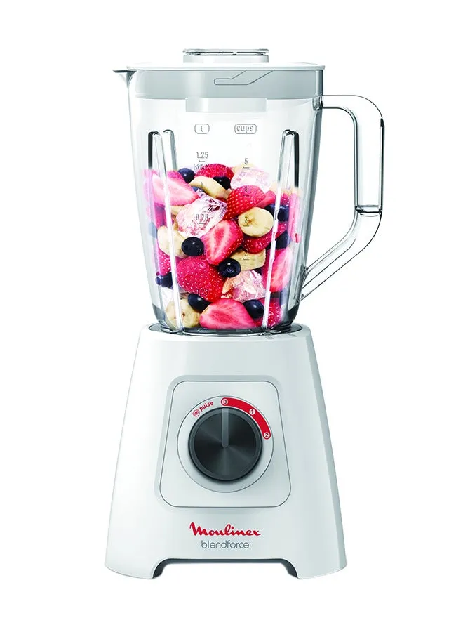 MOULINEX Blendforce 2 Blender | Smart Lock | Up to 3 minutes of continuous blending on any of the three speeds | Grinder | Ice crush function | Air Cooling System | 2 L 600 W LM422127 White-1