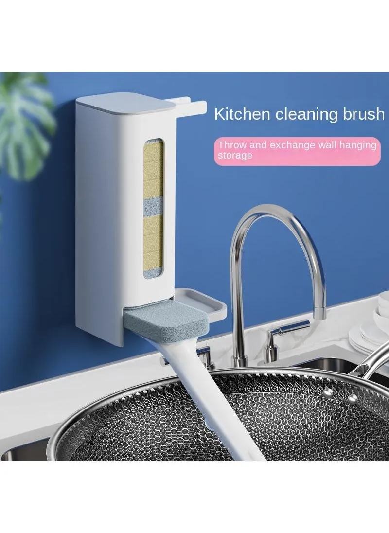 Multi Functional Disposable Pot Brush Automatic Addition Of Dishwashing Liquid Dishwashing Brush Kitchen Cleaning Brush With 5 Pcs Diamond Yarn Brush Heads And 5 Pcs Cleaning Cloth Brush Heads-2