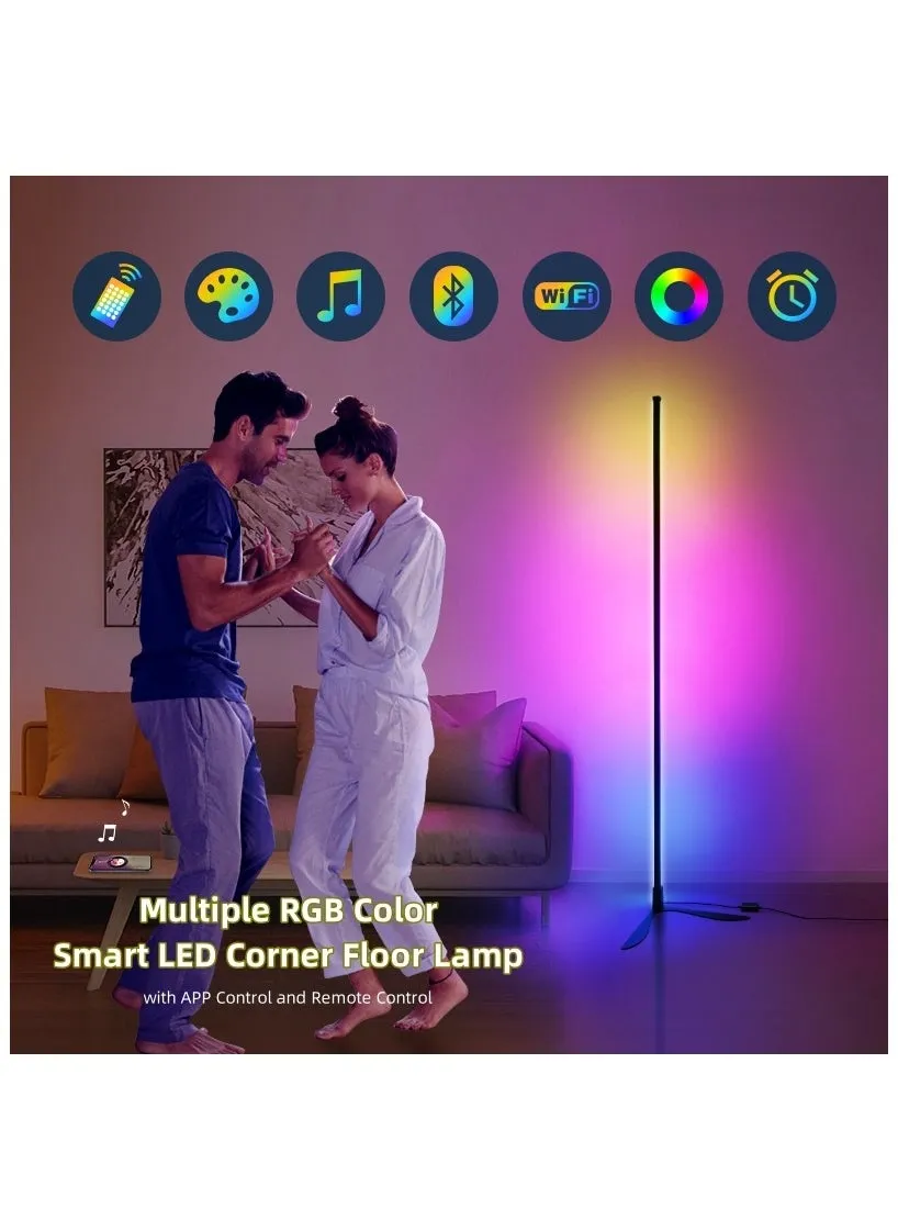 مصباح أرضي LED ذكي متعدد الألوان RGB مع جهاز تحكم عن بعد وجهاز تحكم عن بعد 140 سم-1