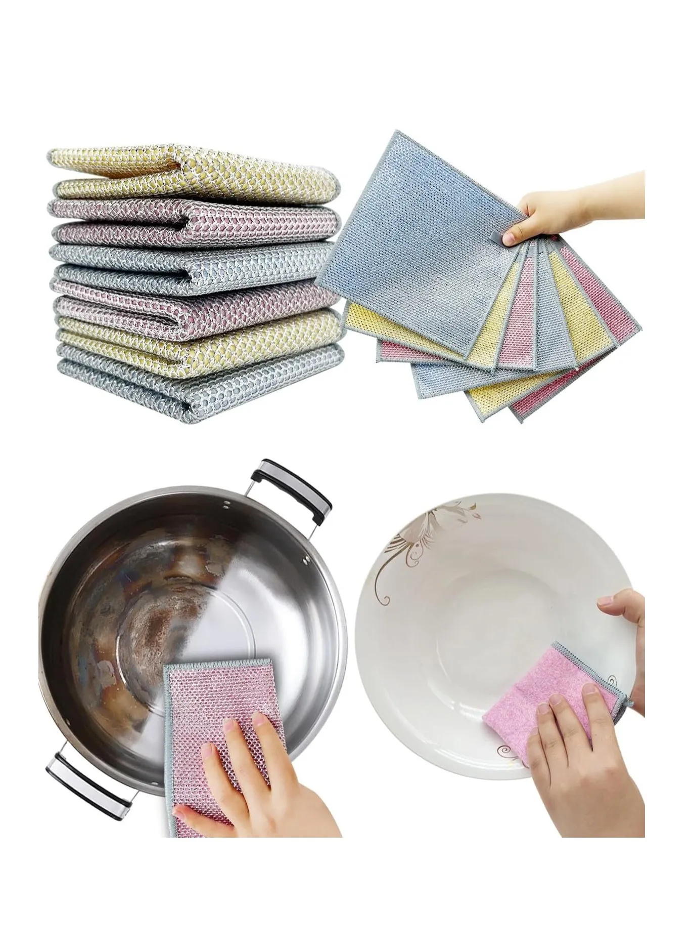 Multipurpose Wire Dishwashing Rags for Wet and Dry, 6Pcs Wire Dishwashing Rags, Reusable Wire Miracle Cleaning Cloths, Easy to Rinse, Suitable for Kitchen, Tableware, Sink, Counter-1