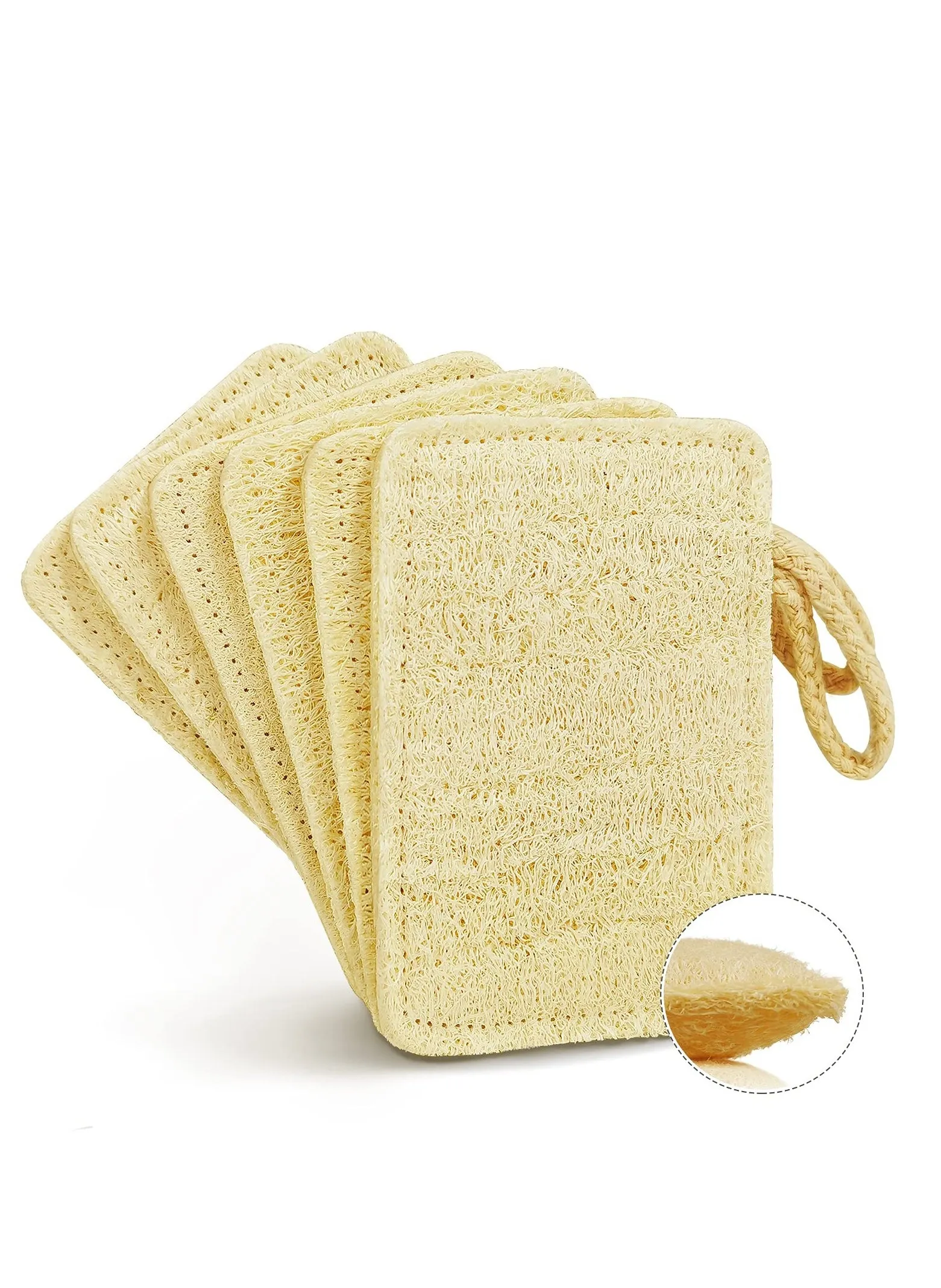 Natural Loofah Kitchen Dish Sponges Scrubber, Non-Scratch Scrub Cleaning Sponge, Green Eco-Friendly Plant Fiber Biodegradable Loofah Sponges, Quick Oil Removal, Not Hurt Hands (6 Pack)-1