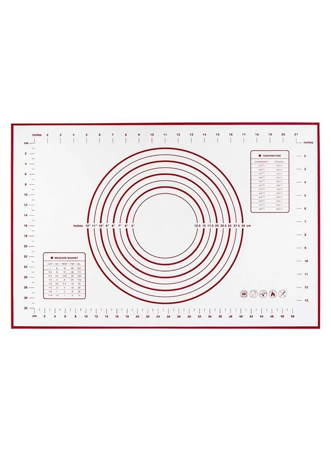 بساط لفرد العجين و العجن مانع للالتصاق أبيض/أحمر 60 x 40سم-1