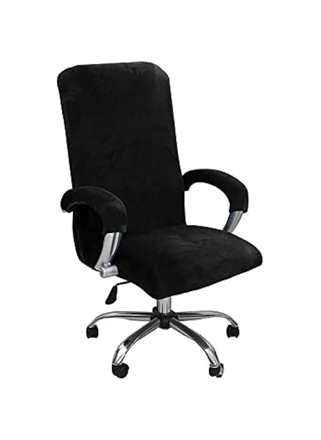 Office Chair Cover Velvet Computer Chair Cover Stretch Rotating Chair Cover Removable Swivel Slipcover Boss Chair Cover Protectors High Back Large (Black,Large)-1