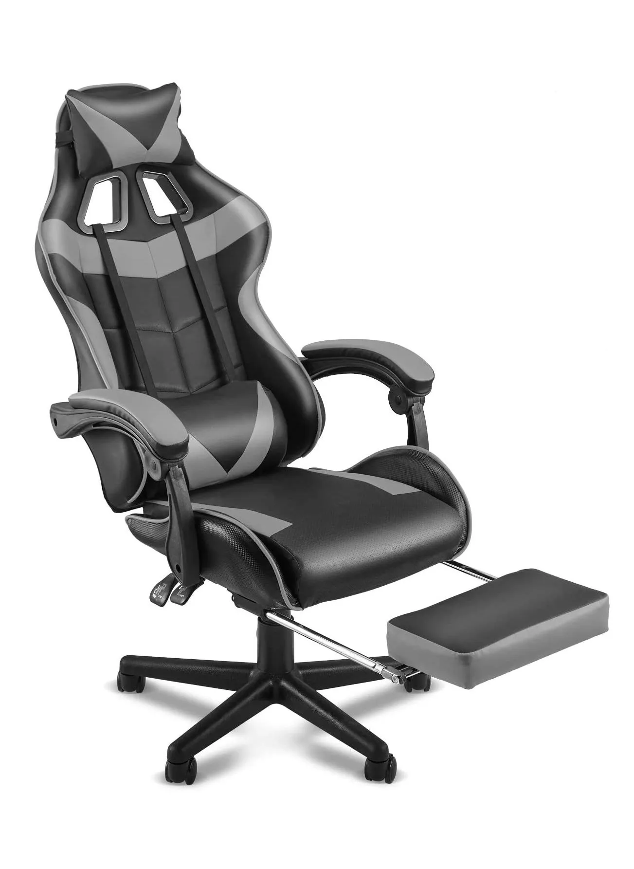 Office Chair with Headrest and Lumbar Cushion Height-Adjustable Ergonomic 90-135° Tilt Angle  Maximum Load 150 kg Grey-1