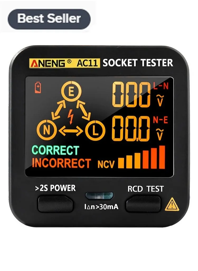 جهاز اختبار المخرج EBTN LCD مع عرض الجهد الكهربي، محلل دائرة اختبار مقبس وعاء RCD، كاشف القطبية، جهاز اختبار تسرب خط الكهرباء، مدقق خطأ خط الكهرباء، 8 مؤشرات مرئية-1