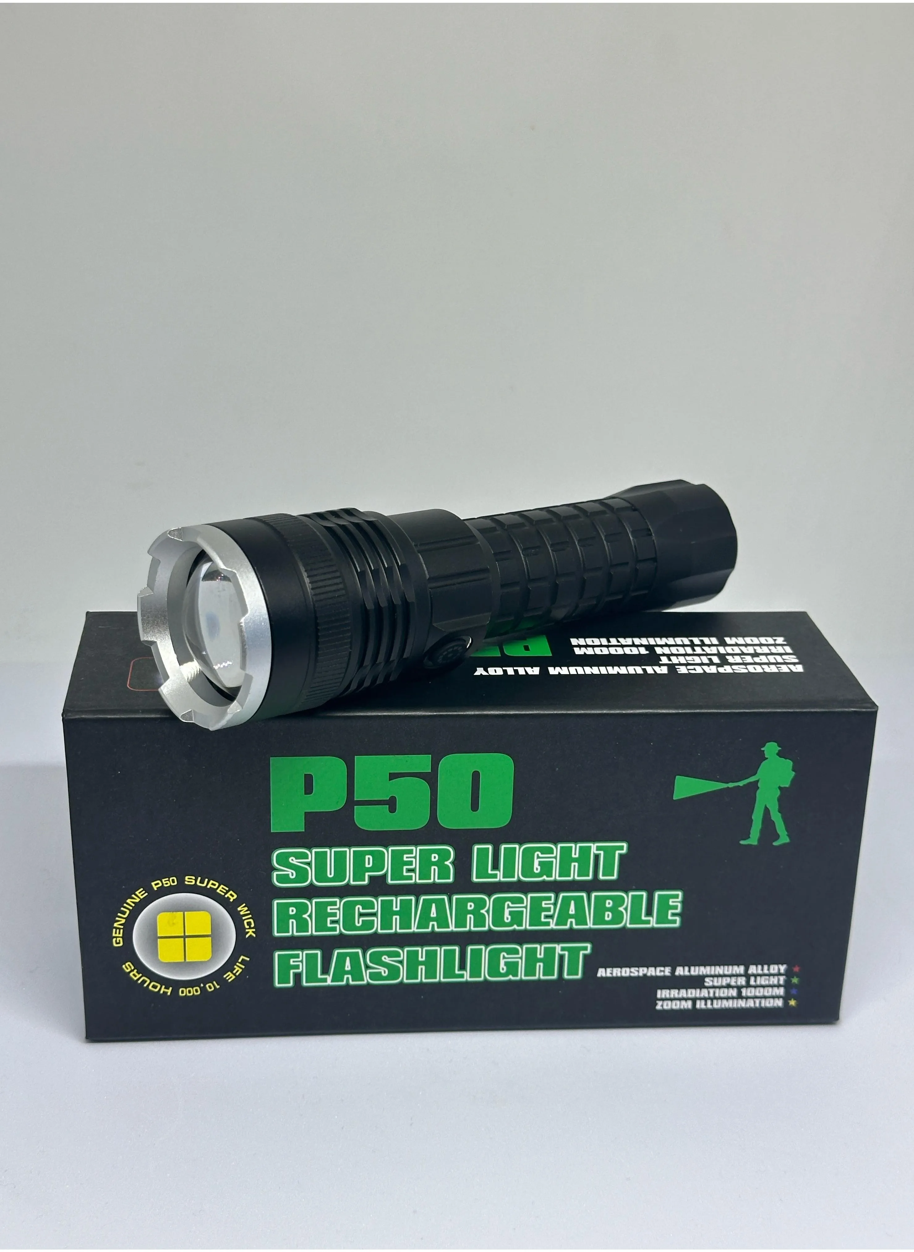 P50 SUPER LIGHT RECHARGEABLE FLASHLIGHT Powerful Flashlights Super Bright P50 LED Rechargeable Flashlight, USB Zoomable Hand Torch Light-1