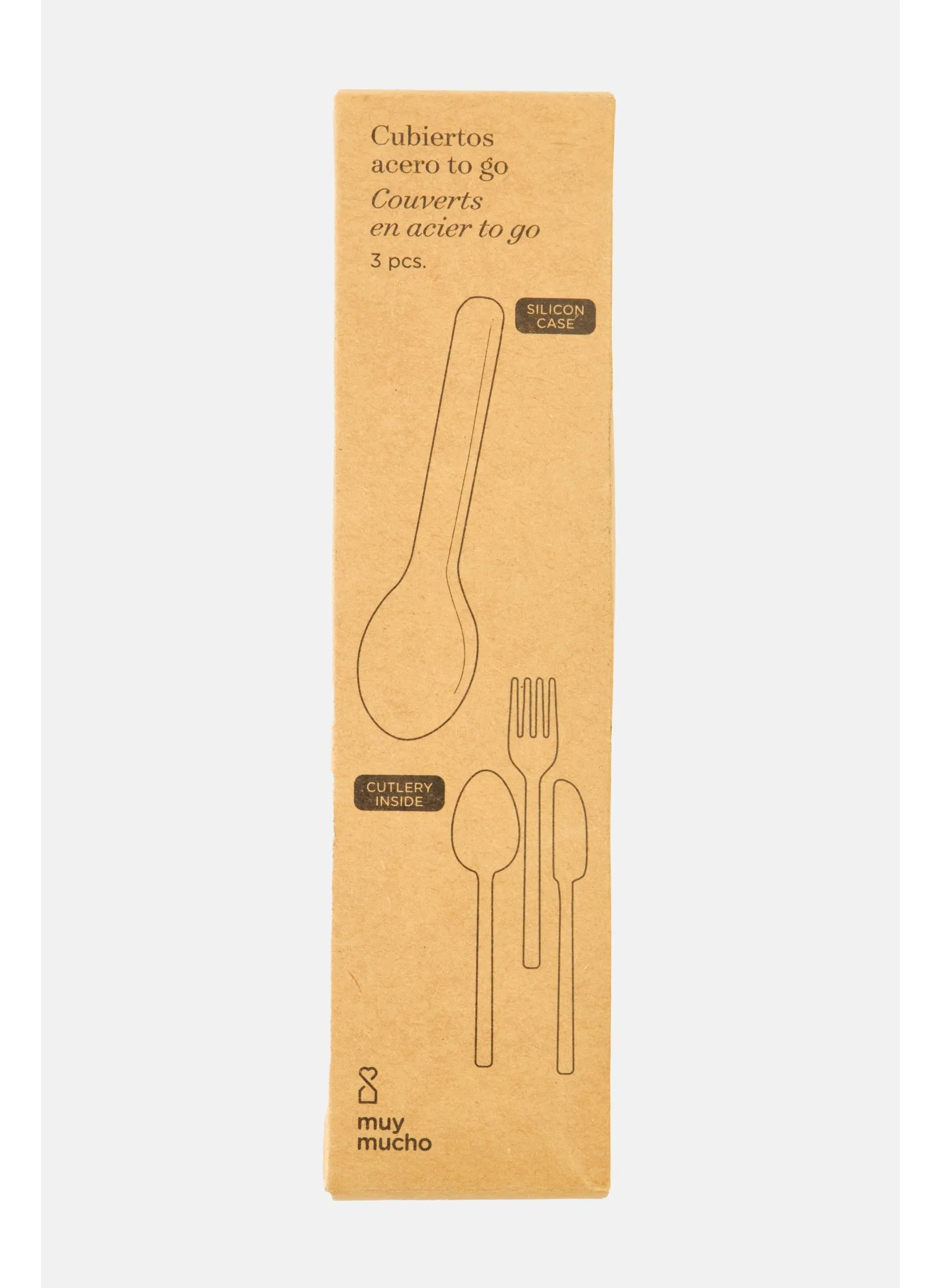 Pack Of 3 Steel Cutlery, Brown-2