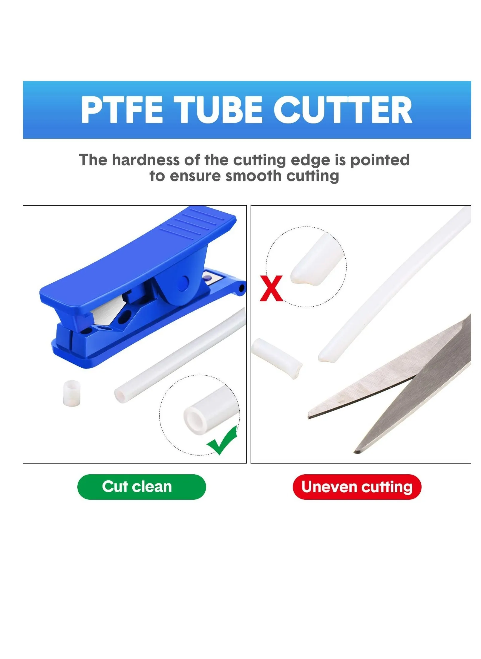 قاطع خرطوم من البولي إيثيلين، 3 قطع من قاطع الأنابيب PTFE، أداة قطع الأنابيب البلاستيكية لقطع أنبوب بلاستيك PU PVC وخرطوم يصل إلى 3/4 بوصة (أزرق)-2