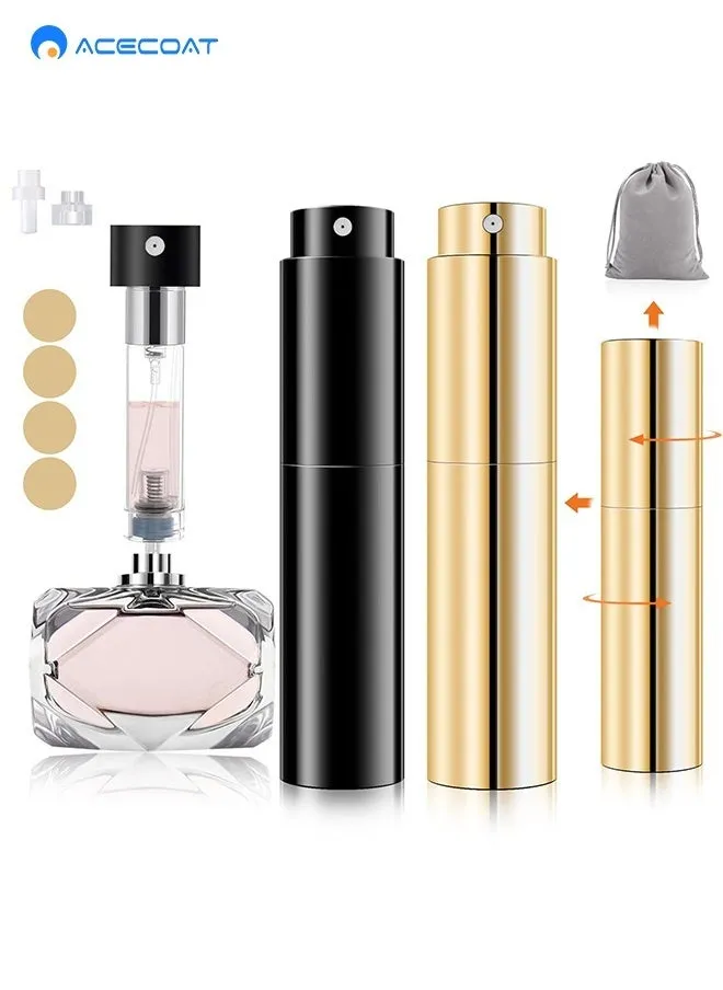 Perfume Atomizer Travel Refillable Cologne 5ml Travel Size Bottle Mini Perfume Spray Bottle Fragrance Scent Pump Case Fill from Bottom Empty Cologne Dispenser 2Pcs Travel Perfume Set-1