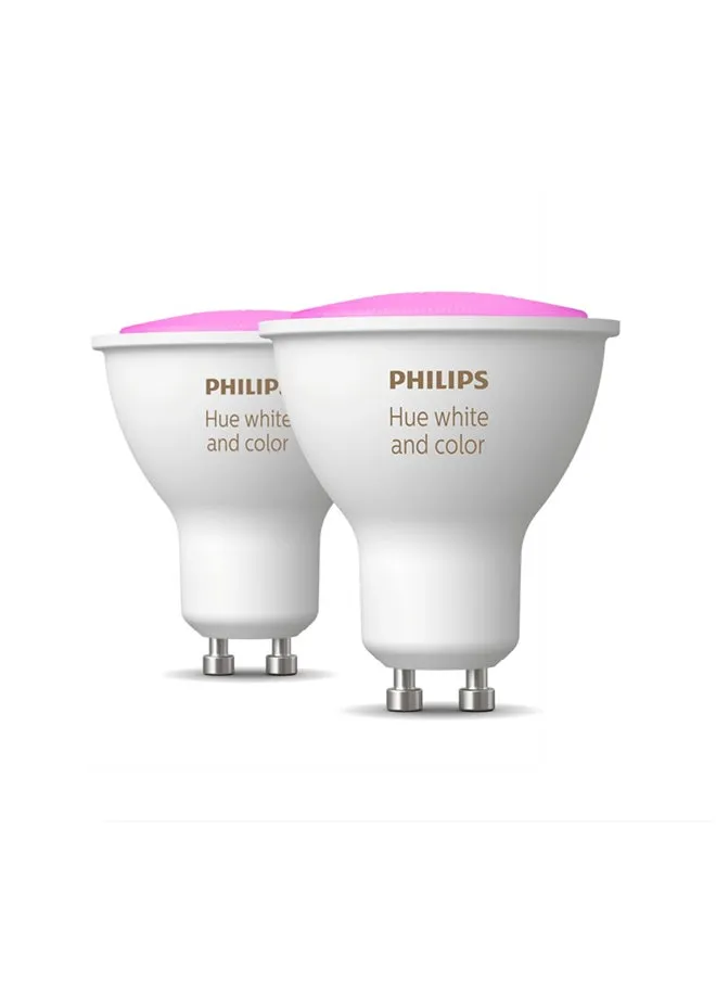 حزمة من قطعتين من الإضاءة الذكية باللون الأبيض واللون Ambiance من Philips Hue [GU10 Spot] مع بلوتوث تعمل مع Alexa وGoogle Assistant وApple Homekit-1