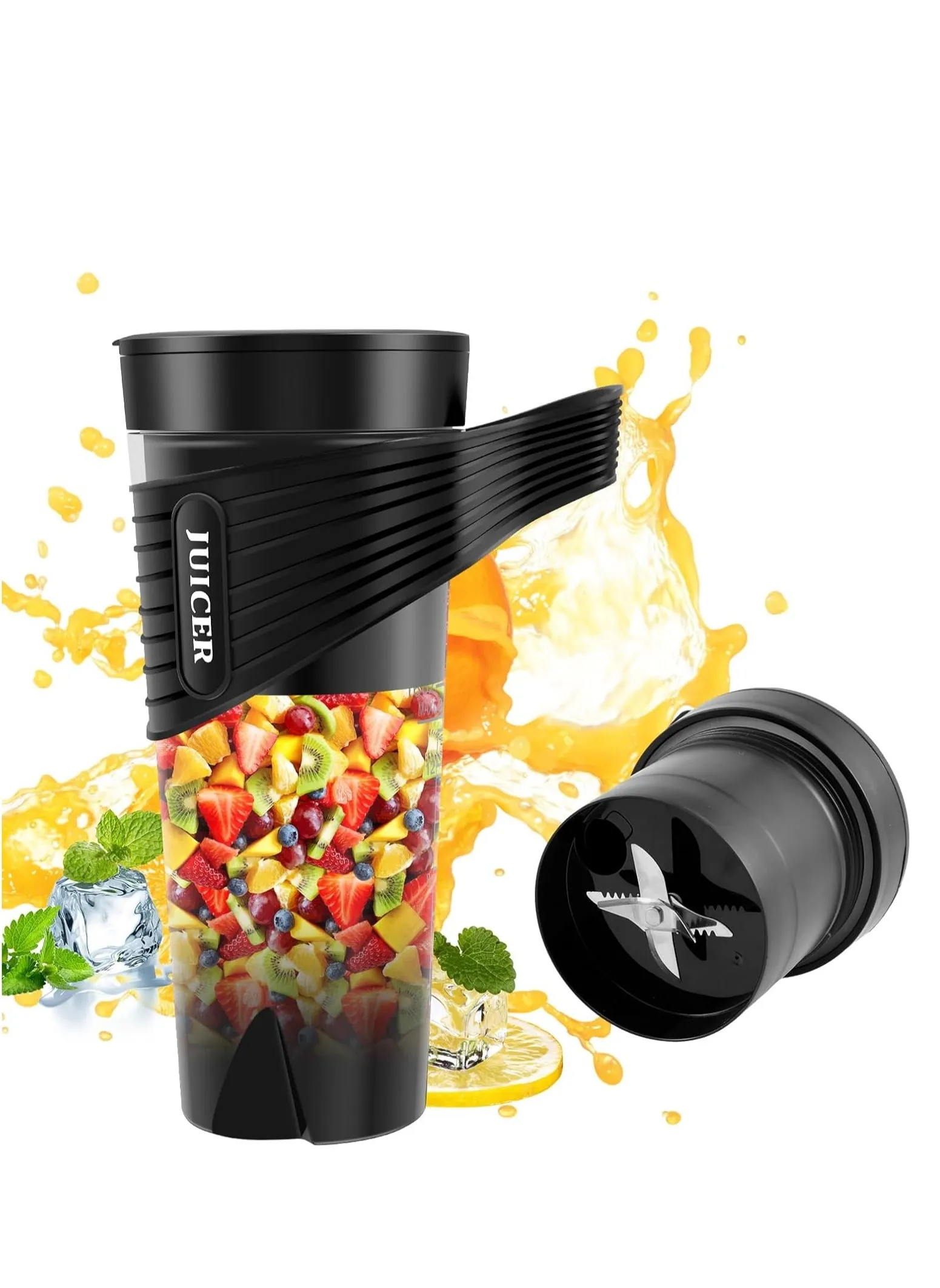 Portable Juicer, Rechargeable Type-C Personal Blender, Portable Blender Perfect for Travel,Gym,Office  Portable Blender for Travel Gym Office Rechargeable Type-C Personal Size Blender 183 / 5,000 عصارة محمولة، خلاط شخصي قابل لإعادة الشحن من النوع C، خلاط محمول مثالي للسفر والصالة الرياضية والمكتب-2