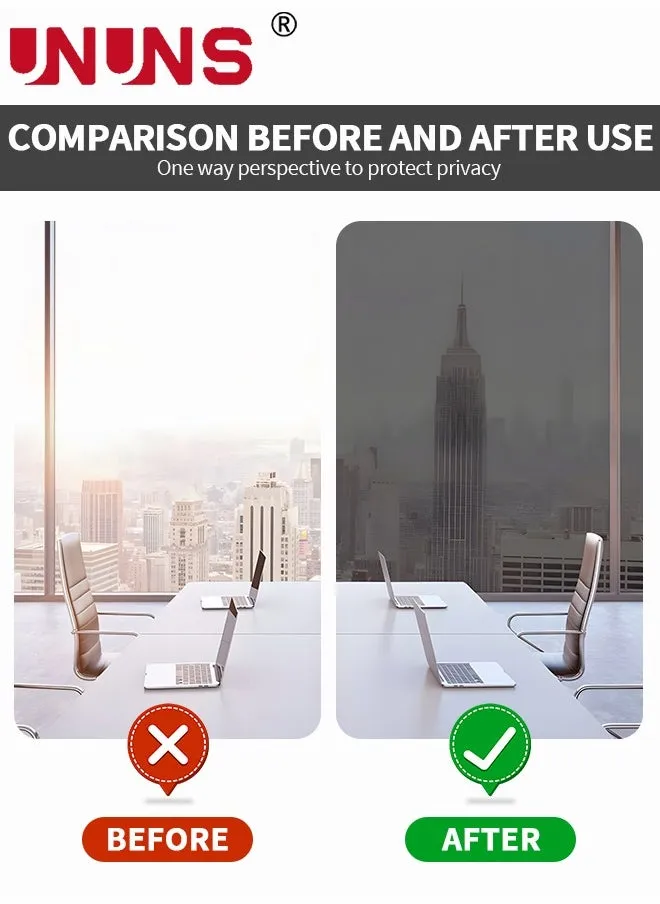 ملصق غشاء نافذة PVC، طبقة عاكسة للخصوصية في اتجاه واحد، طبقة نافذة للتحكم في الحرارة، تحجب الشمس ومضادة للأشعة فوق البنفسجية نافذة عاكسة للضوء للمنزل، 60 × 200 سم-2