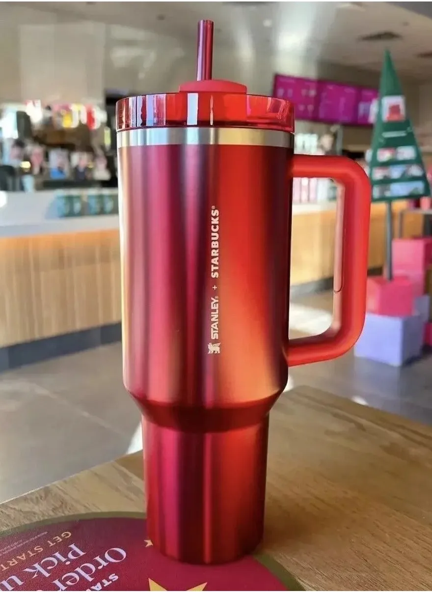 Quencher H2.0 FlowState Stainless Steel Vacuum Insulated Tumbler with Lid and Straw for Water, Iced Tea or Coffee, Smoothie and More, Starbucks Red, 40 oz-1