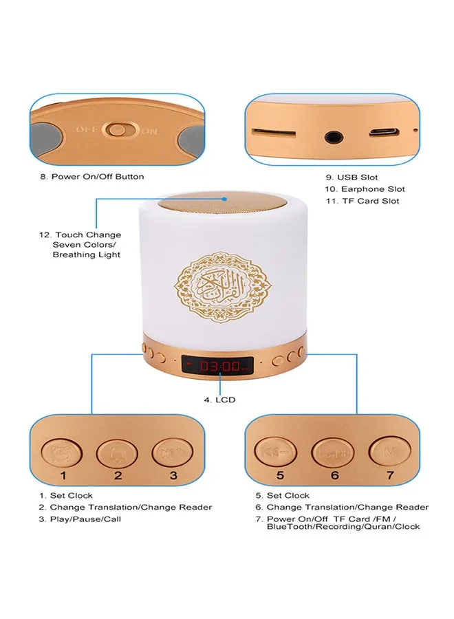 مكبر صوت بلوتوث مزود بمصباح LED للقرآن مع جهاز تحكم عن بعد متعدد الألوان-2