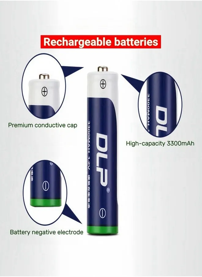 مجموعة بطاريات قابلة للشحن مع 4 بطاريات AA (3300 مللي أمبير في الساعة)-2
