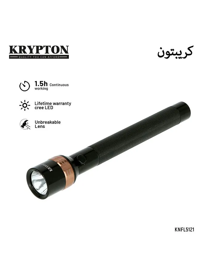 مصباح يدوي LED قابل لإعادة الشحن مع محول أسود أسود-1