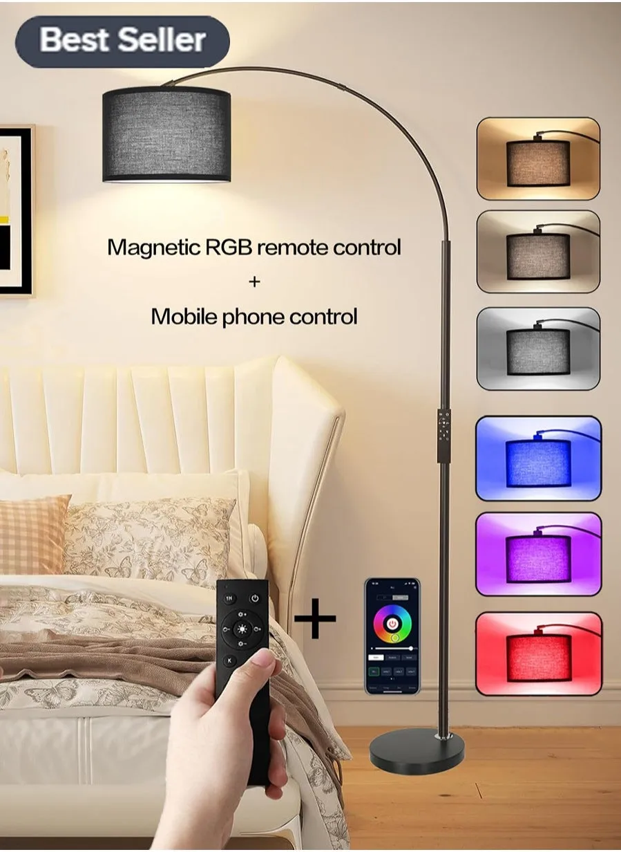 مصباح أرضي RGB مزود بـ 16 مليون لون من الألوان DIY مع تطبيق قاعدة رخامية يدعم زر التحكم عن بعد المغناطيسي ومناسب لغرفة المعيشة وغرفة النوم والمكتب (أسود)-1