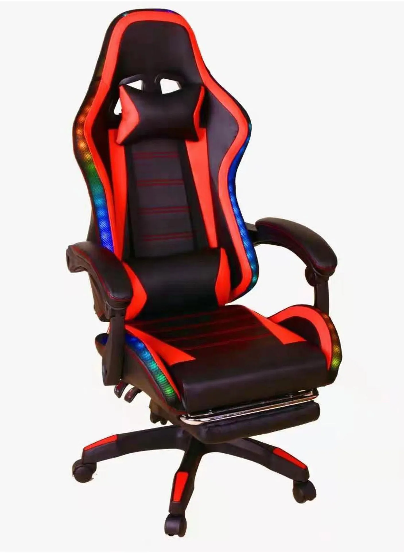 RGB LED Gaming Chair Ergonomic Office Chair Racing Style High-Back Desktop PC Computer GamingChair Adjustable Height SwivelChair with Footrest Headrest and Lumbar Support-1