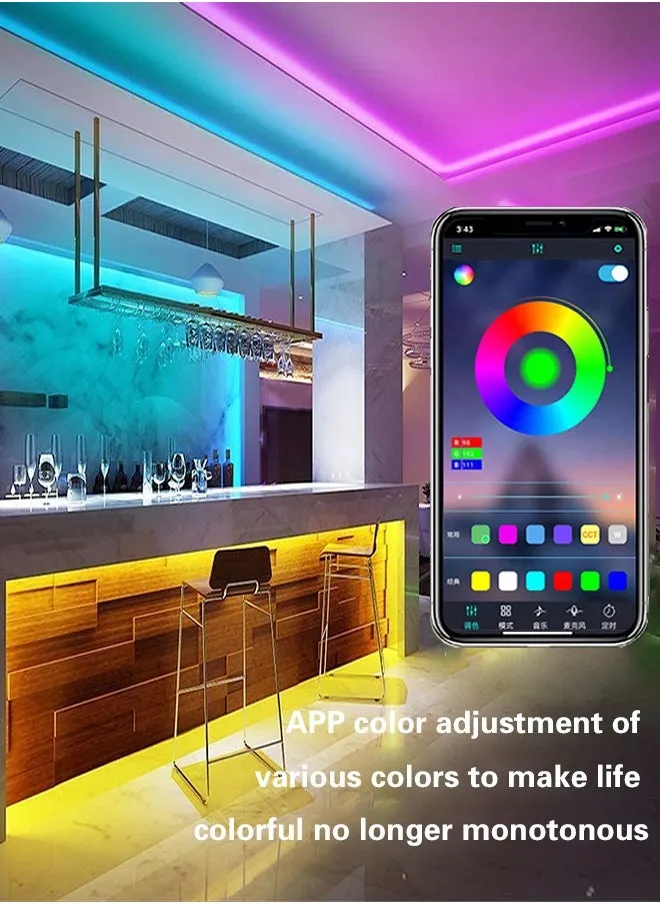 ضوء RGB LED اتصال بلوتوث مزود طاقة USB لغرفة النوم وغرفة المعيشة مصباح جداري داخلي 2 م 5 م 10 م-2