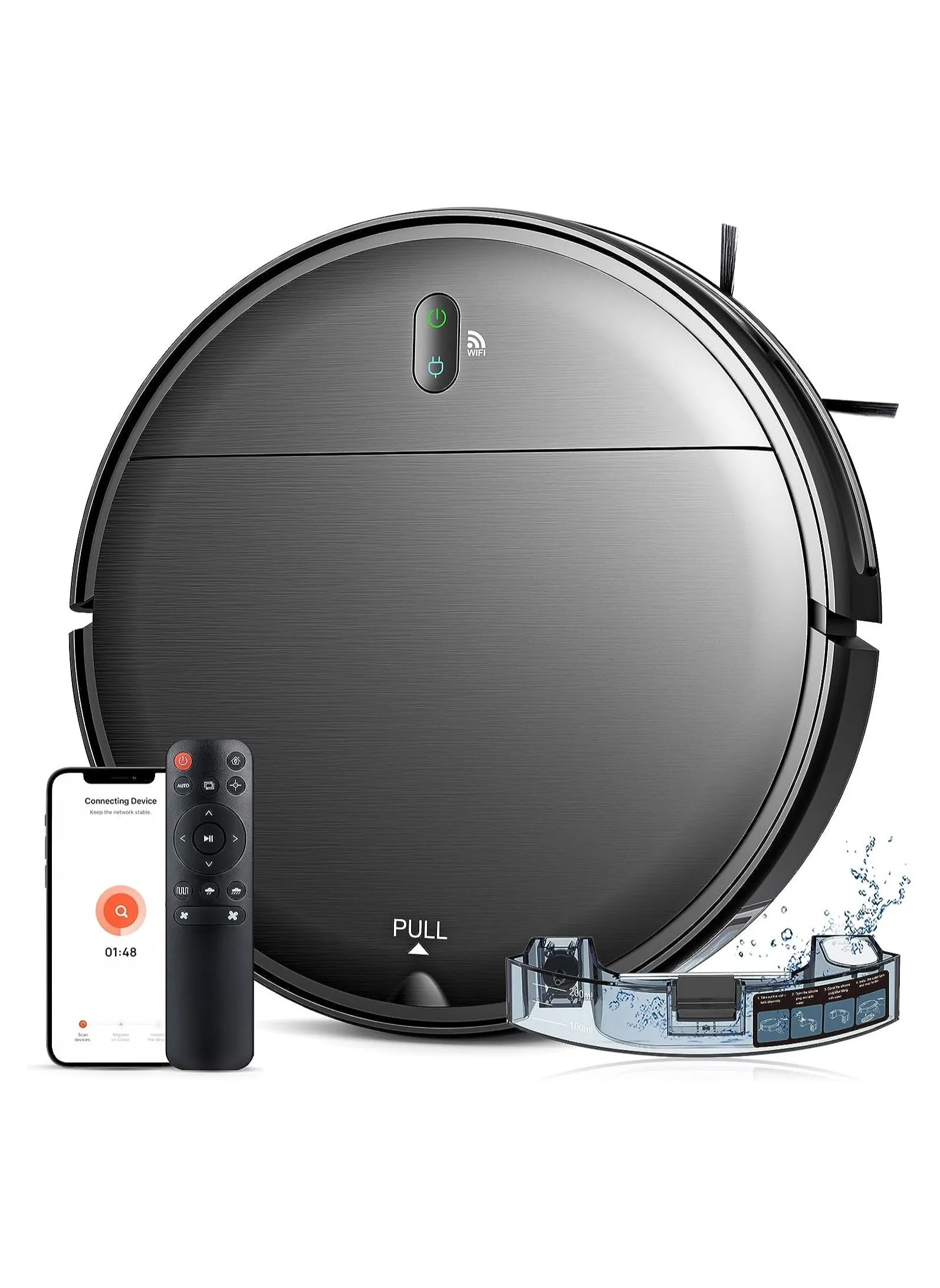 Robot Vacuum Cleaner with Mop,2 in 1 Mopping Robot Vacuum with Watertank and Dustbin, Self-Charging, Slim, Ideal for Hard Floor, Pet Hair, Carpet-1